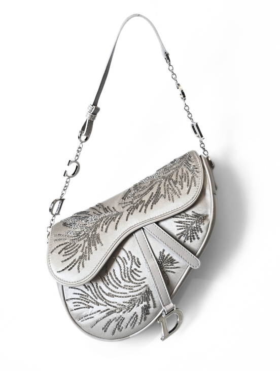 Dior Handbags - Dior Saddle Bag Vintage Limited Edition Beaded Peacock Feather Mother of Pearl